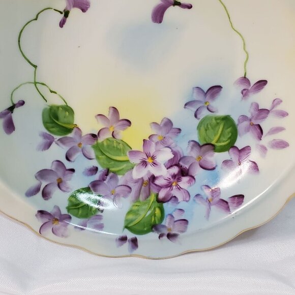 Vintage Norcrest Ceramic Bowl & Pitcher Hand Painted Purple Violets PR-8F 6 inch - Picture 14 of 16